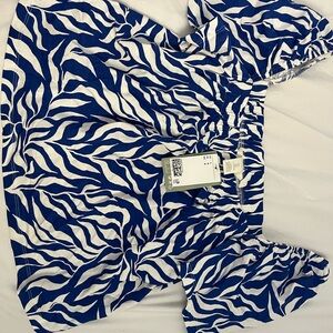 Blue and White Zebra Print Top